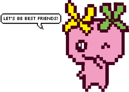A purple Tamagotchi character.