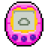 An pixelated gif of a Tamagotchi egg jumping up and down.
